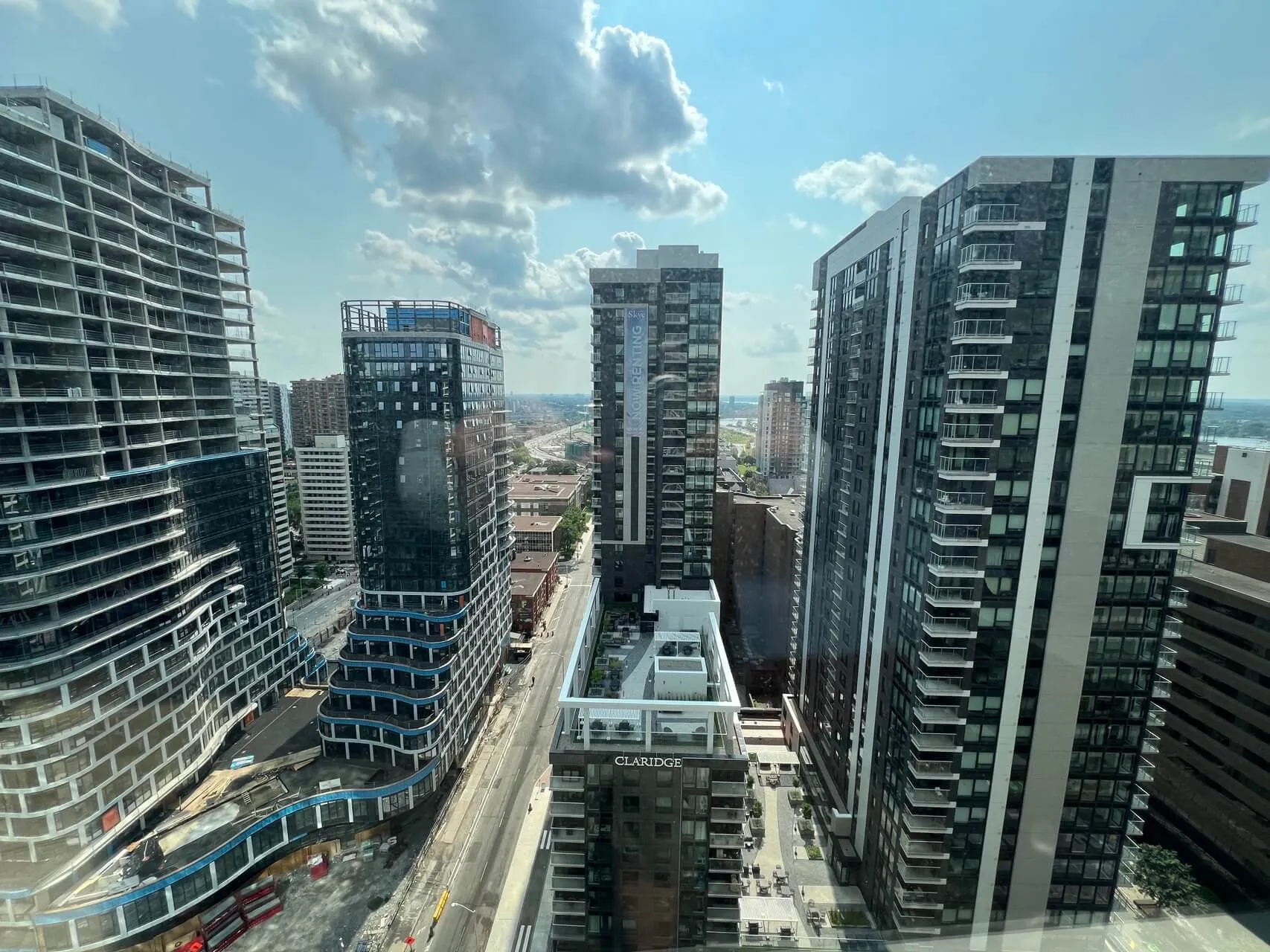 View of downtown Ottawa skyline with residential high-rises and Claridge building visible below