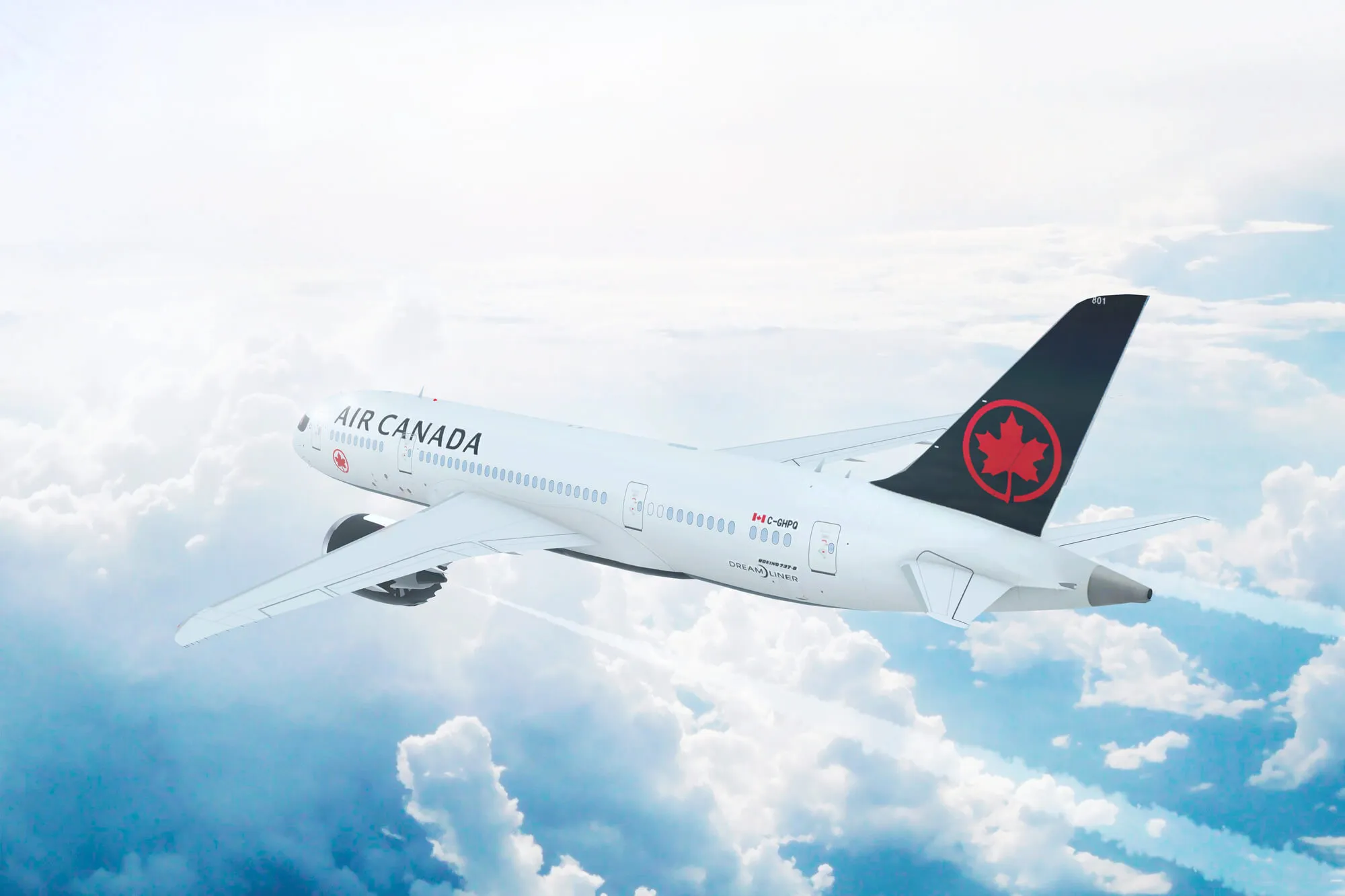 Air Canada Boeing 787 Dreamliner in flight over clouds