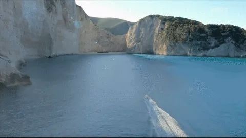 Navagio Beach with white cliffs, turquoise water, and shipwreck on Zakynthos island, Greece