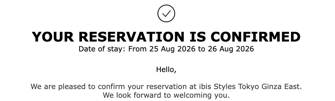 My booking confirmation from Accor