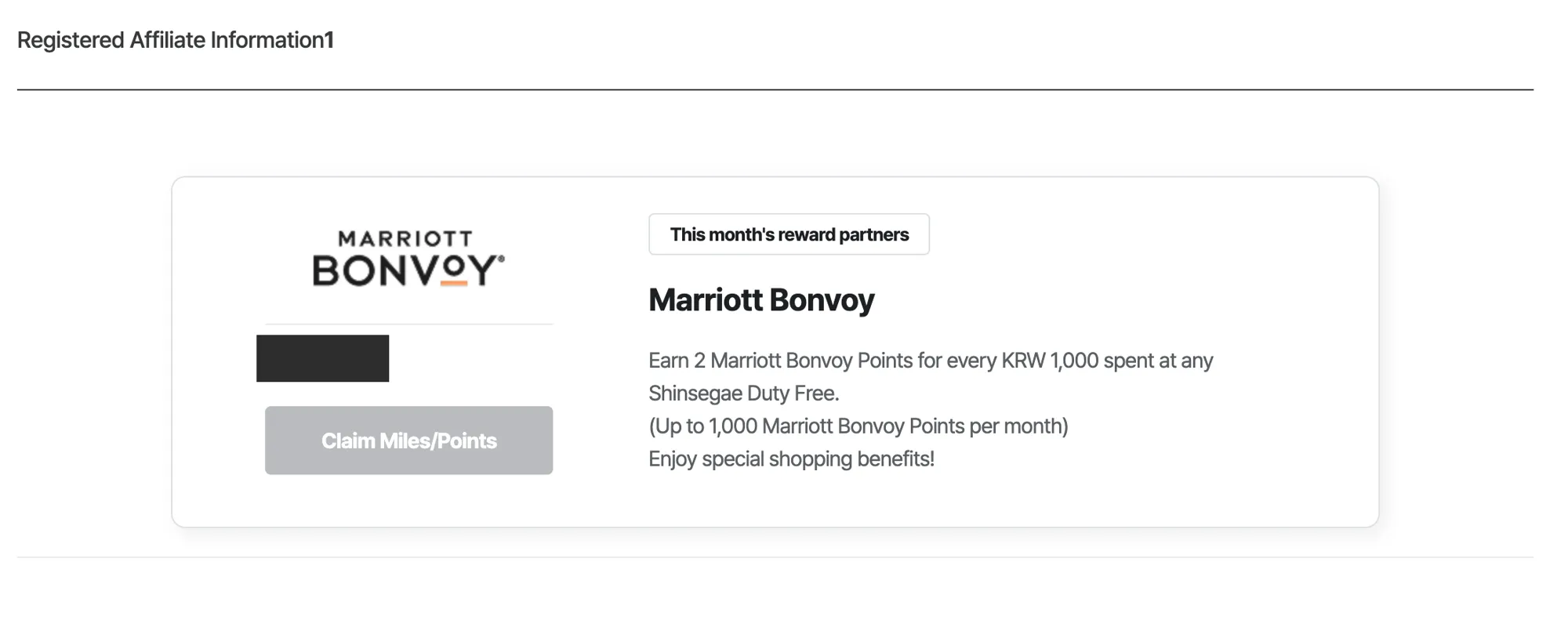 Marriott Bonvoy linked as this month's reward partner on Shinsegae Duty Free