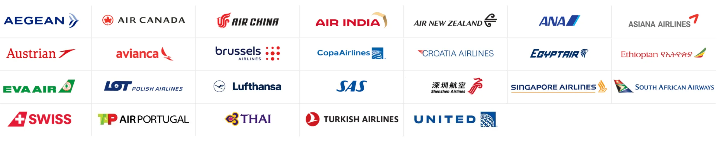Logos of Star Alliance member airlines including Aegean, Air Canada, ANA, United, Lufthansa, and others on white background